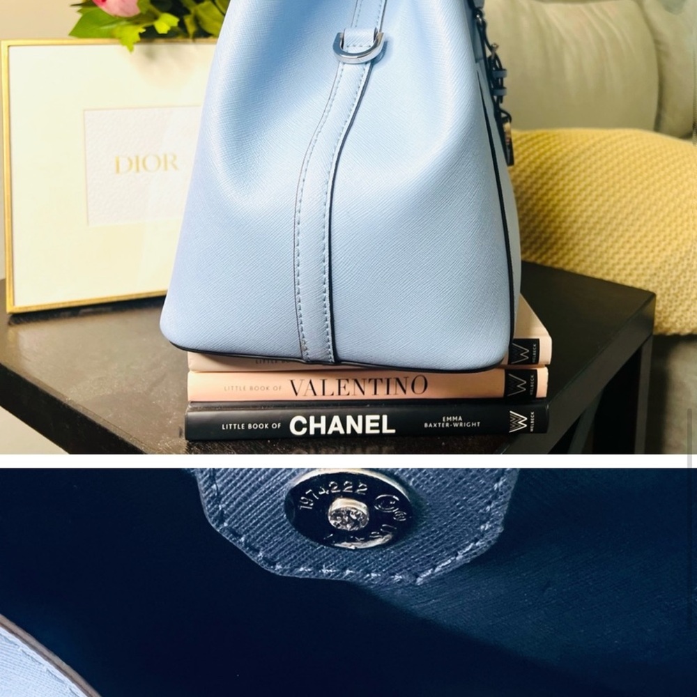 Michael Kors Saffiano Leather Greenwich Bag Powder Blue - Picture 3 of 7